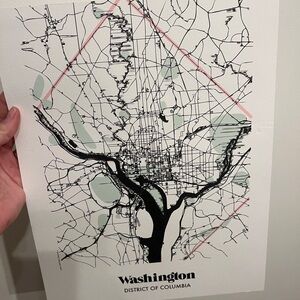Hi Quality Washington DC Map Art Print